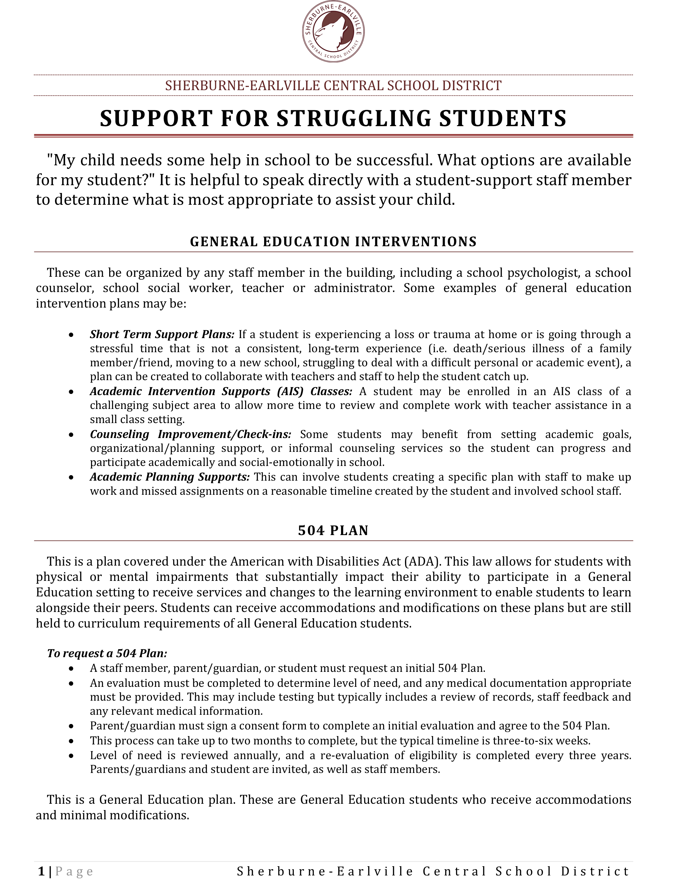 Support for Struggling Students cover (1/2021)