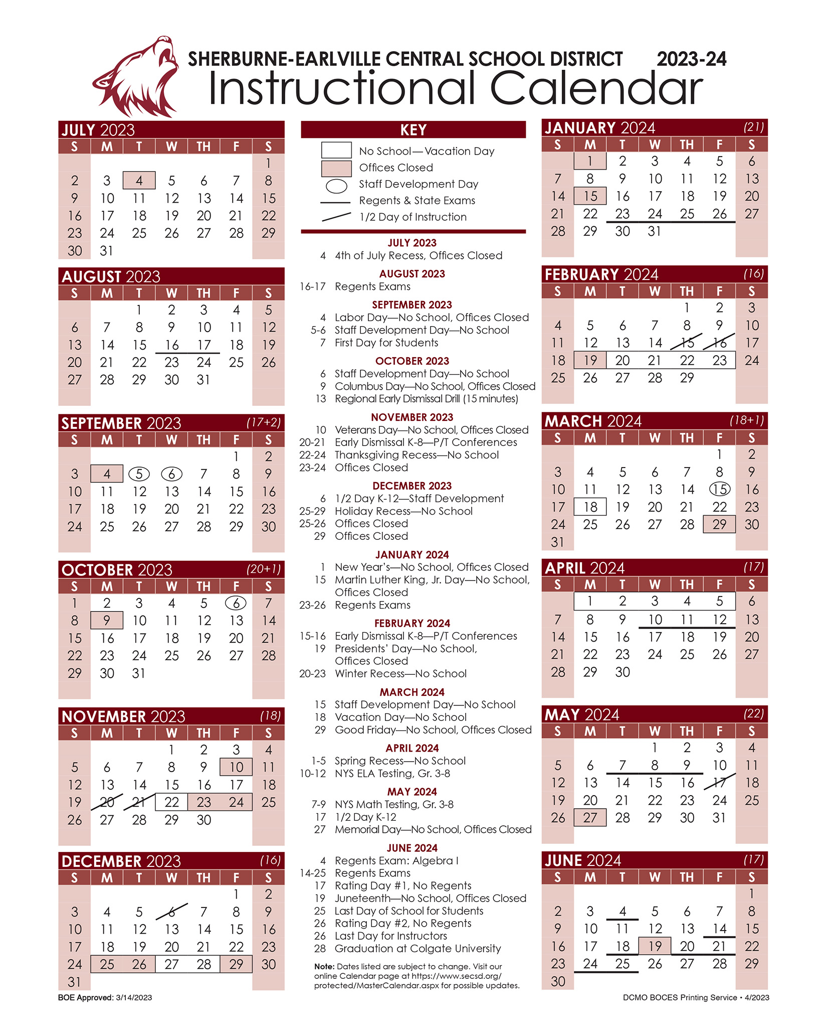 2023-2024 Instructional Calendar