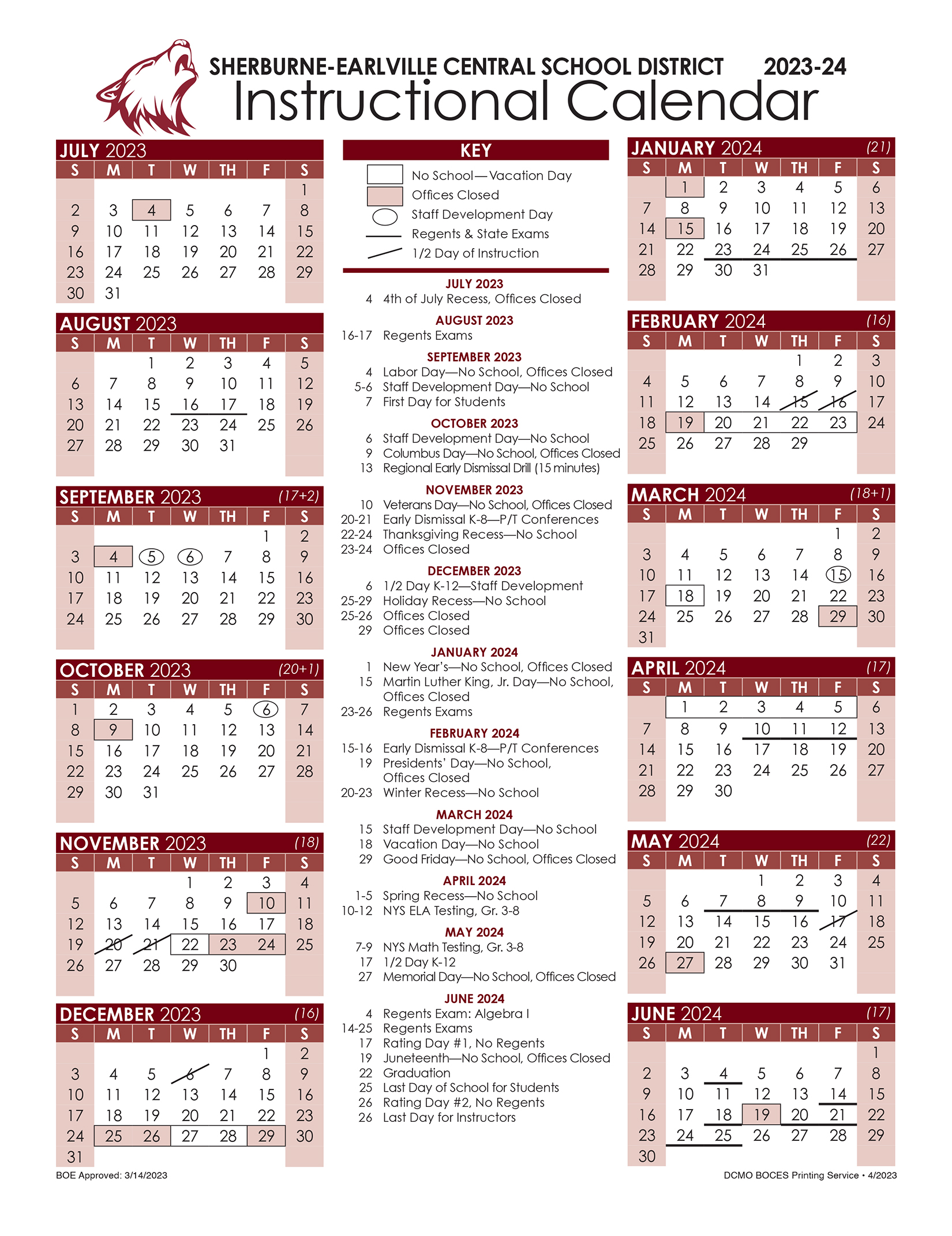 2023-2024 Instructional Calendar